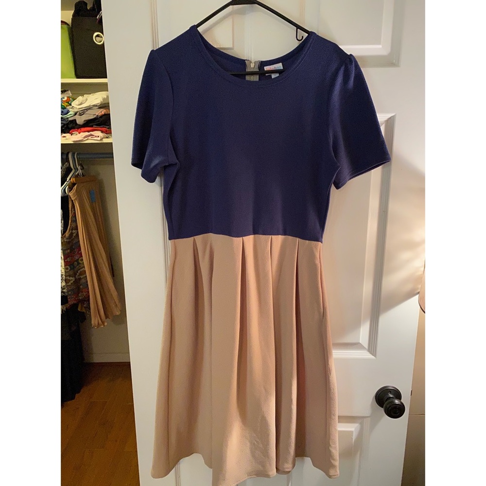LuLaRoe Navy and Tan Amelia